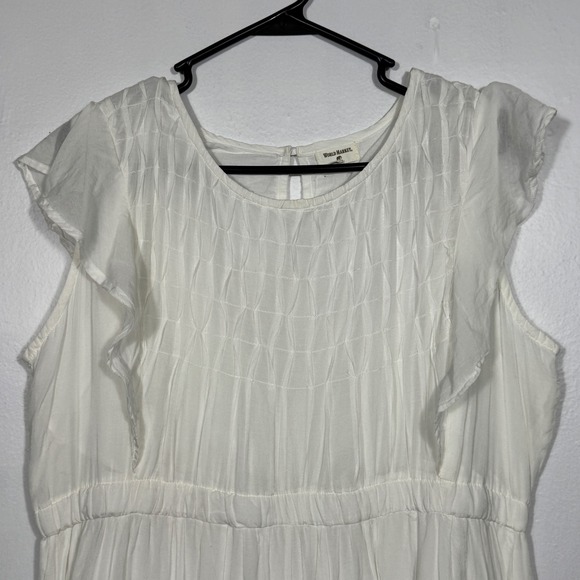 World Market Cottagecore White Maxi Dress Sz L/XL Flutter Sleeve Boho Fairycore - Picture 4 of 16